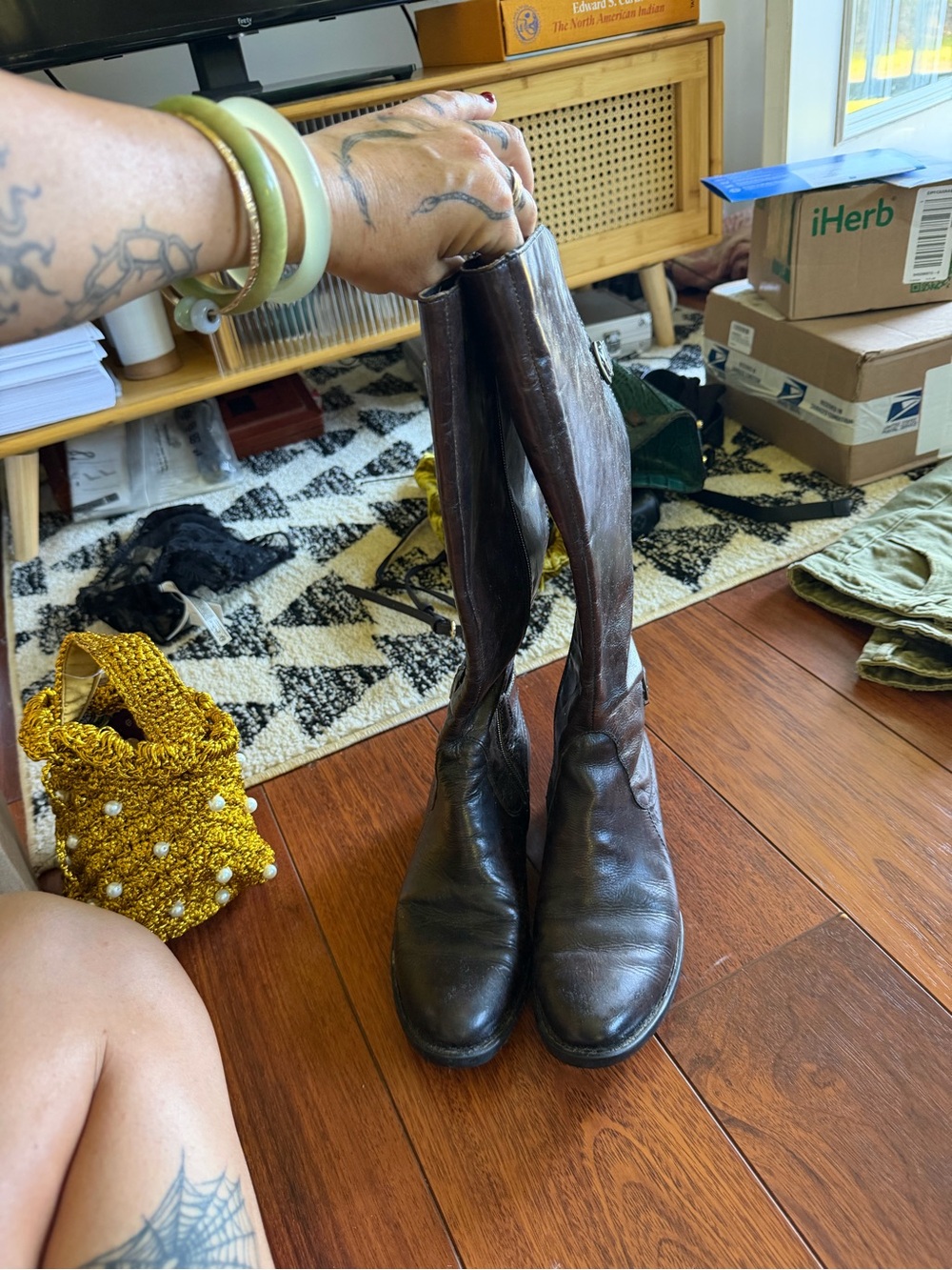 Born Tall Leather Knee-High Boots in Dark Brown